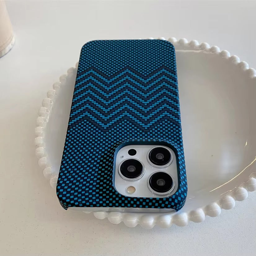 High Quality Apple iPhone Case, MagSafe Compatible, Camera Lens & Screen Protection, Ultra Thin, Shockproof, Magnetic Full All Around Cover – Business Carbon Fiber Pattern Case with Frameless Hard Armor Plastic Design