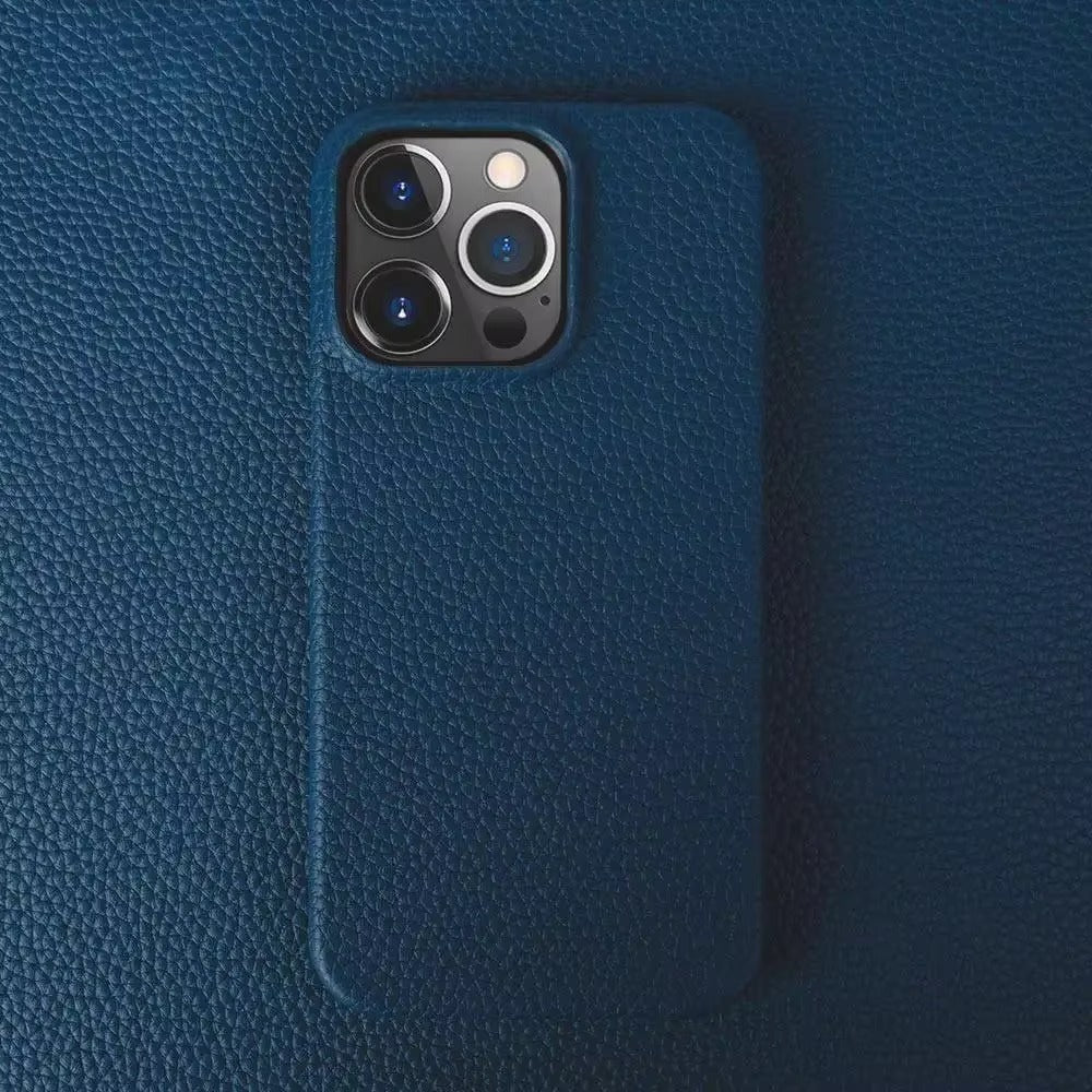 Luxury Natural Cowhide Leather MagSafe iPhone Case – Lychee Texture, Durable & Stylish Phone Back Cover | Case for iPhone