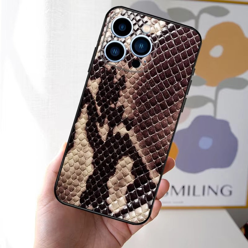 Luxury Apple iPhone Case, MagSafe Compatible, Camera Lens and Screen Protection, Ultra Thin, Shockproof, Magnetic, Full All Around Protection, Snake Skin Soft Cover