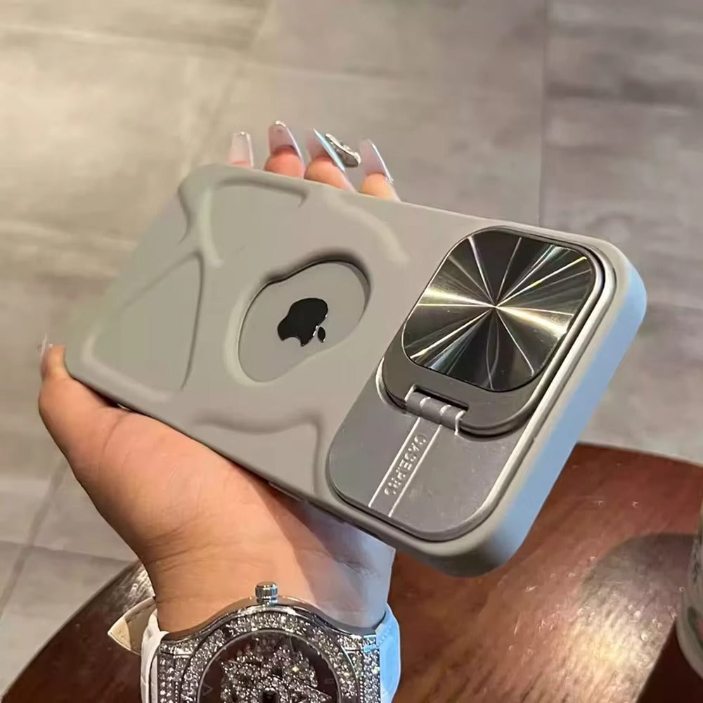 Luxury Apple iPhone Case Ultra Thin Shockproof Magnetic Full All Around Protection Cover with Matte Bracket & Logo Window