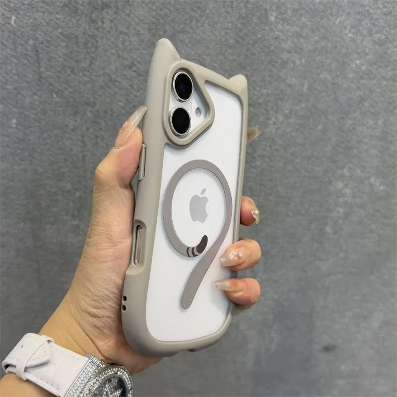 Premium Apple iPhone Case MagSafe Compatible, Camera Lens & Screen Protection, Cover with Cute Cat Ear Bumper Design