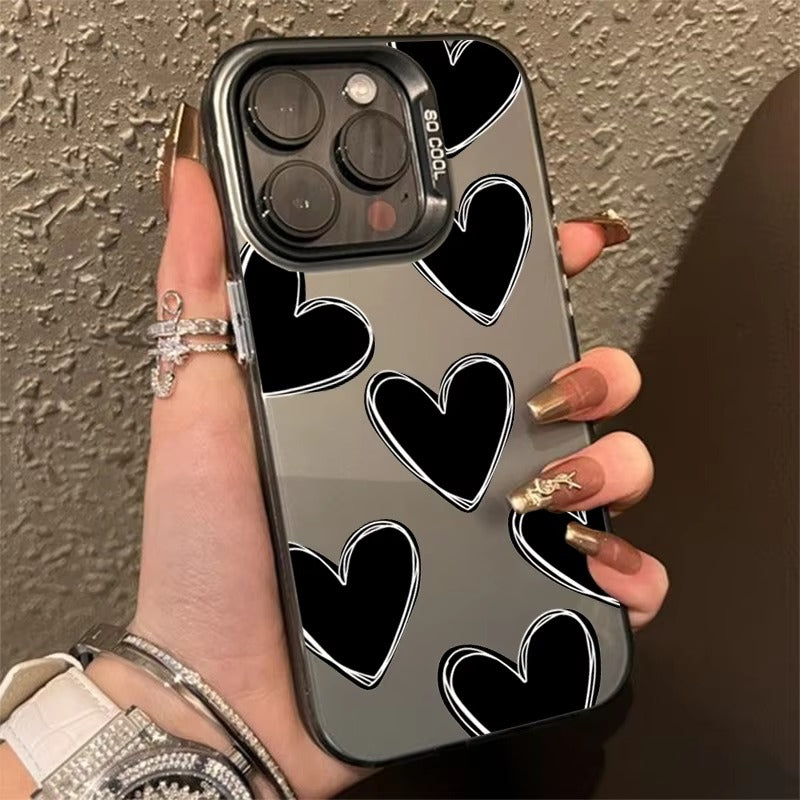 Luxury Apple iPhone Case, MagSafe Compatible, Camera Lens and Screen Protection, Ultra Thin, Shockproof, Magnetic, Full All Around Protection, Electroplate Heart Silver Cover
