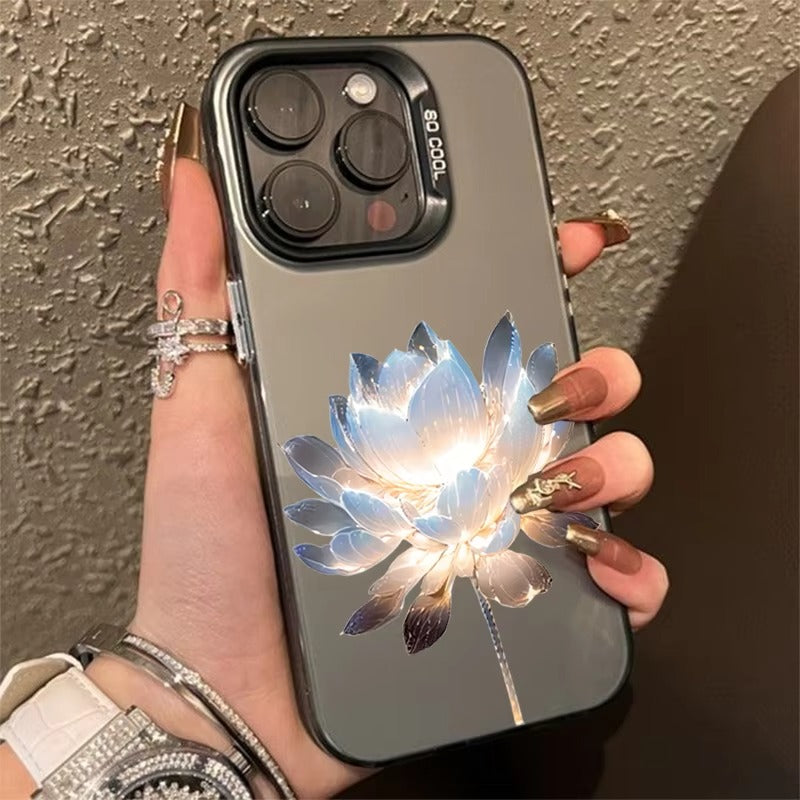 Luxury Apple iPhone Case, MagSafe Compatible, Camera Lens and Screen Protection, Ultra Thin, Shockproof, Magnetic, Full All Around Protection, Lotus Flower Plated Armor Cover
