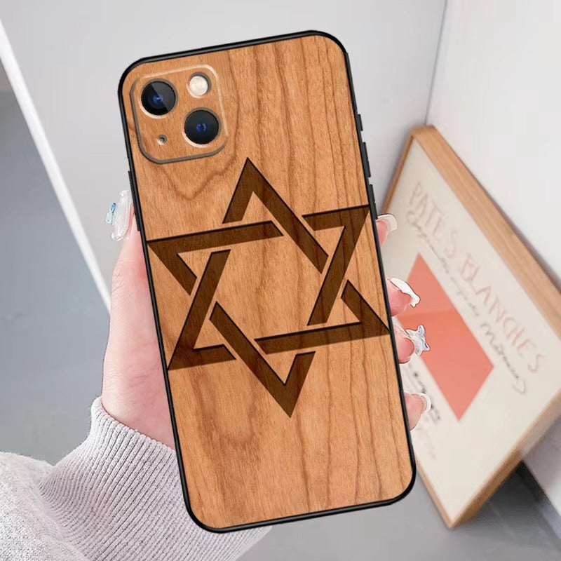 Luxury Apple iPhone Case, MagSafe Compatible, Camera Lens Protection, Screen Protection, Artistic Wood Cover