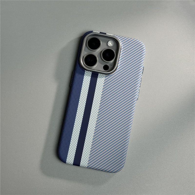 Hit Color Carbon Fiber Texture MagSafe iPhone Case – Wireless Charging Hard PC Cover with Relief Design for iPhone Models