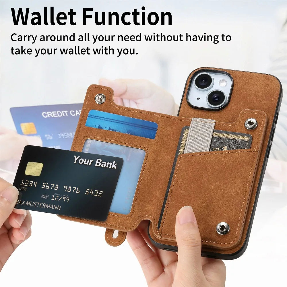 Luxury Detachable Zipper Wallet iPhone Case – Magnetic Flip Cover with Card Slots, and Protection for Ultimate Convenience
