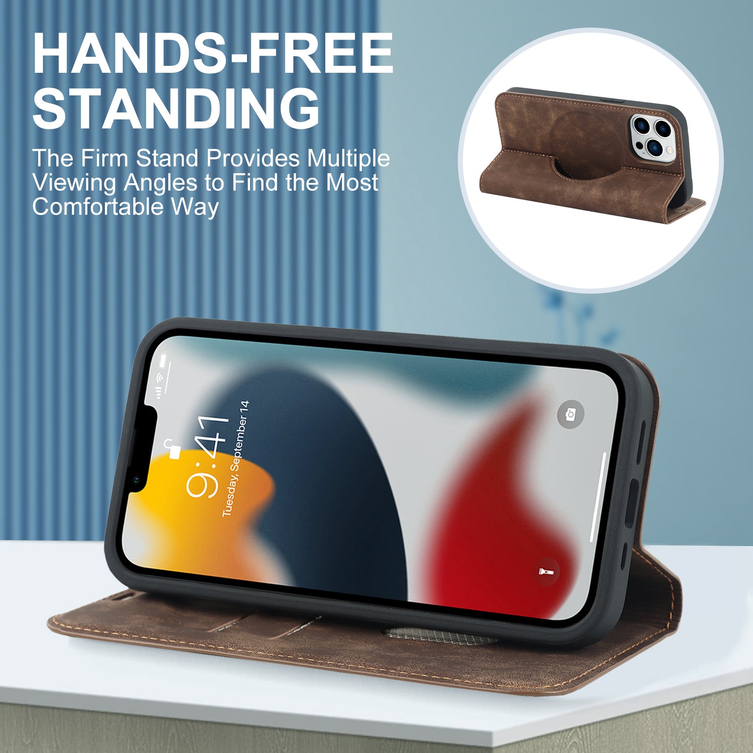 Luxury Magnetic Leather Wallet iPhone Case – MagSafe Wireless Charging, Card Slot, Stand Feature, Premium Protection, Stylish & Durable Cover