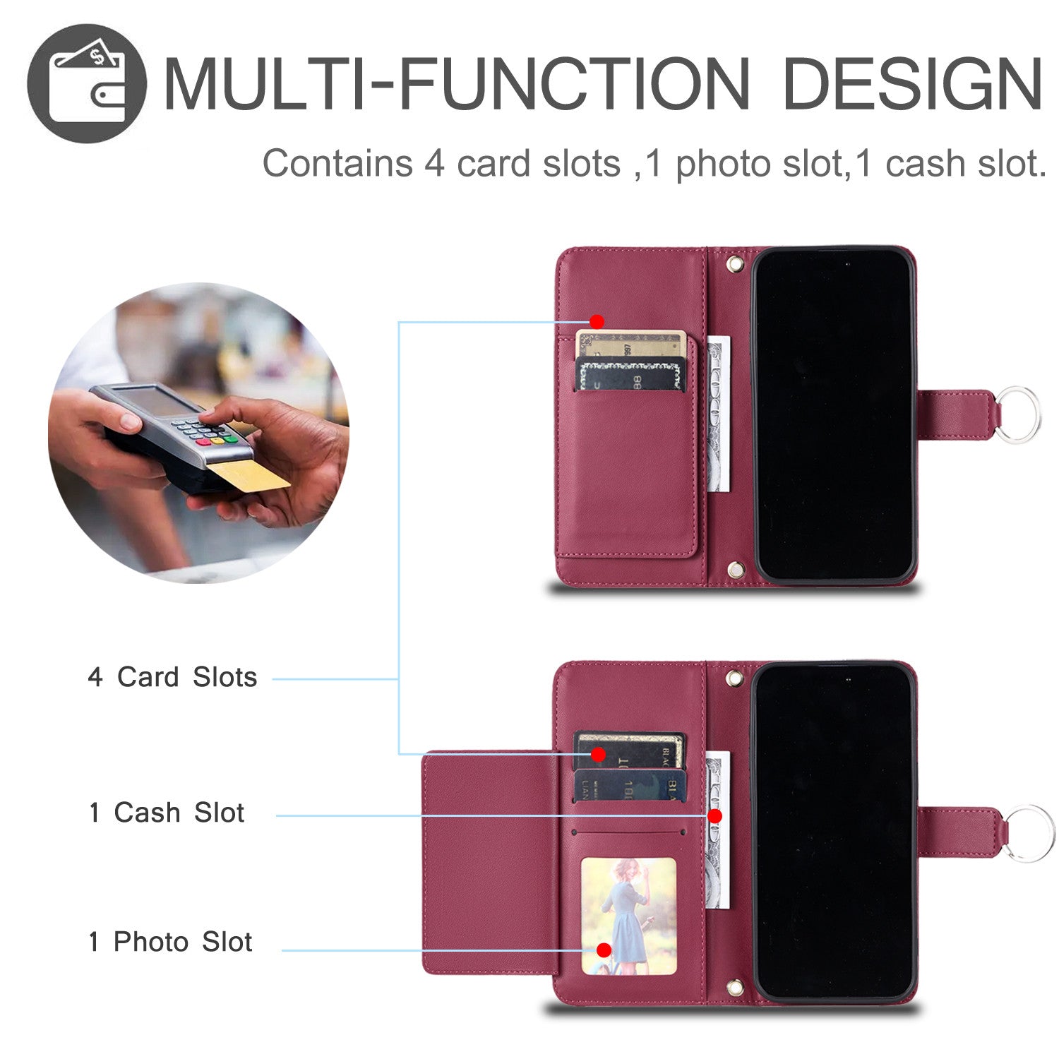 Luxury Leather Flip Phone Case – Premium Wallet, Bracket Protection, Elegant Cover with Card Slots, Durable & Functional
