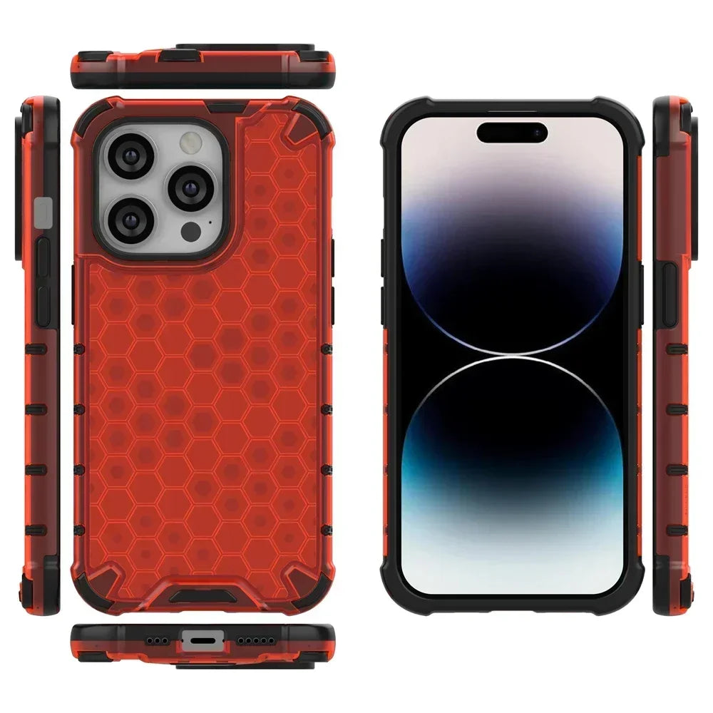 KEYSION Shockproof Armor iPhone Case – Soft Silicone + PC Transparent Honeycomb Back Cover for iPhone Models,