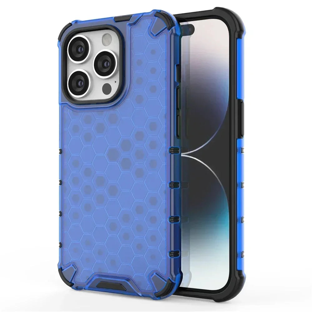 KEYSION Shockproof Armor iPhone Case – Soft Silicone + PC Transparent Honeycomb Back Cover for iPhone Models, 