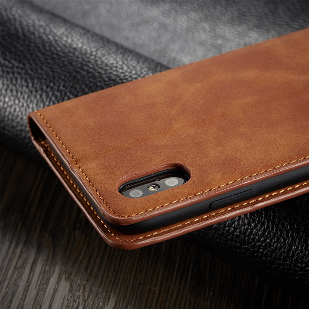 Thin Suede Leather Wallet iPhone Case – Flip Cover with Strong Magnet, Card Holder, and Premium Protection for iPhone Models