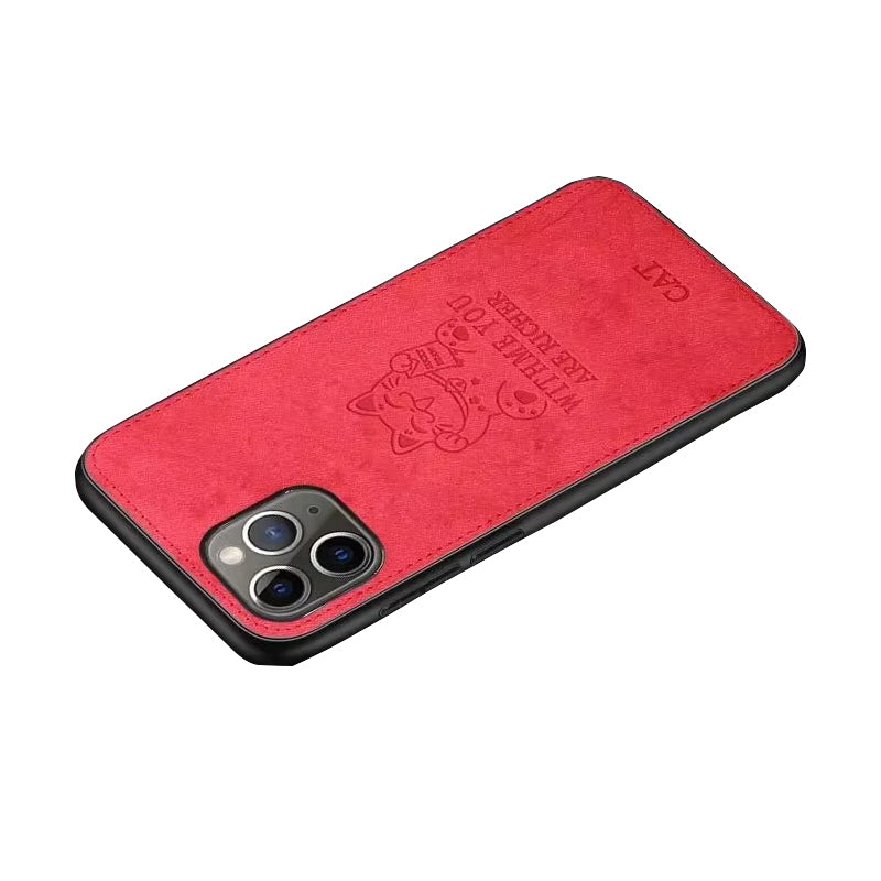 Premium  Fashion Cloth iPhone Case – Built-in Magnetic Iron, Deer & Cat Design Durable Protective Shell | Case for iPhone