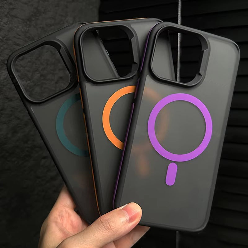 Premium Apple iPhone Case, MagSafe Compatible, Camera Lens & Screen Protection, Ultra Thin, Shockproof, Magnetic Full All Around Cover – Bicolor Matte Frosted Magnetic Case with Translucent Hard Bumper Design