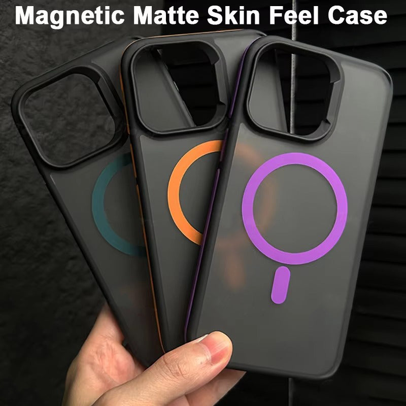 Premium Apple iPhone Case, MagSafe Compatible, Camera Lens & Screen Protection, Ultra Thin, Shockproof, Magnetic Full All Around Cover – Bicolor Matte Frosted Magnetic Case with Translucent Hard Bumper Design
