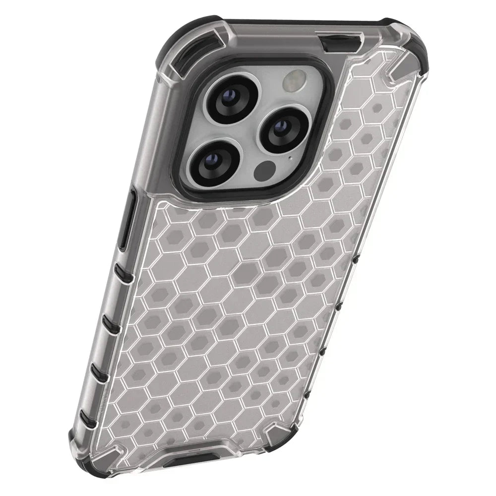 KEYSION Shockproof Armor iPhone Case – Soft Silicone + PC Transparent Honeycomb Back Cover for iPhone Models, 