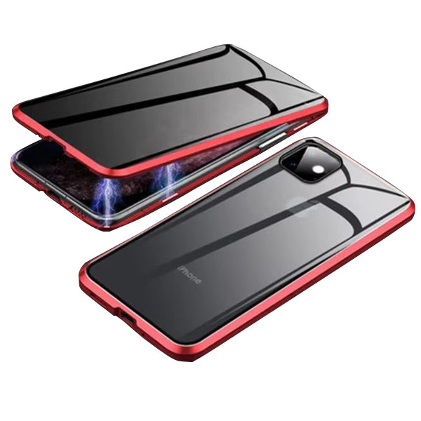 Premium Apple iPhone Case, MagSafe Compatible, Camera Lens & Screen Protection, Ultra Thin, Shockproof, Magnetic Full All Around Cover – Anti-Peeping Tempered Glass Case with Magnetic Metal Bumper & Privacy Protection