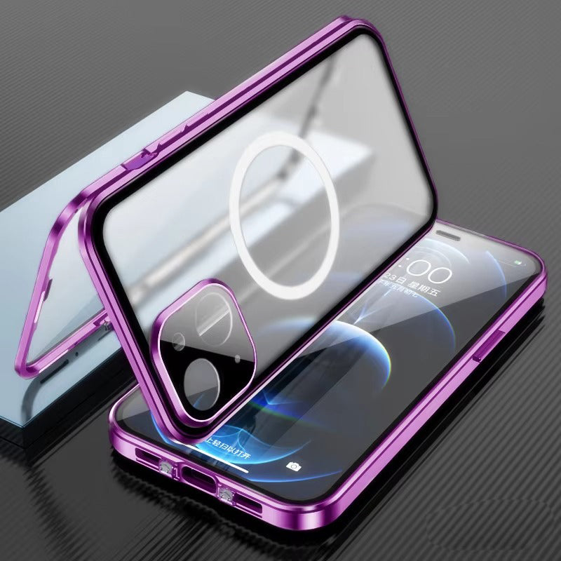Premium Apple iPhone Case MagSafe Compatible, Magnetic Full All Around Protection Cover with 360 Metal Glass Alloy Shield