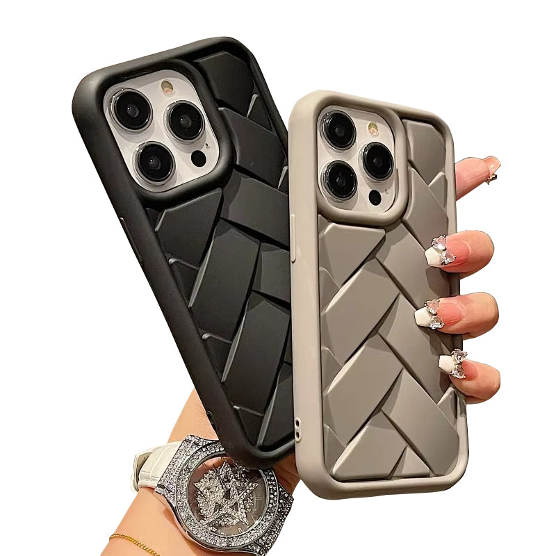 Luxury Apple iPhone Case, MagSafe Compatible, Camera Lens & Screen Protection, Ultra Thin, Shockproof, Magnetic Full All Around Cover – 3D Woven Pattern Soft Silicone Case with Heat Dissipation & Solid Protection