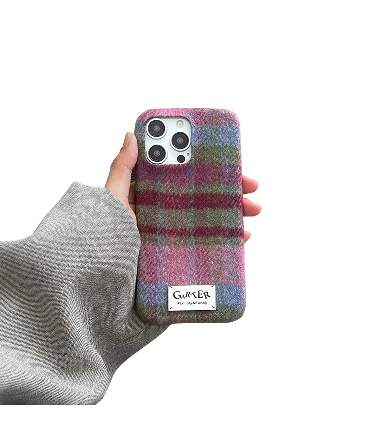 Luxury Apple iPhone Case, MagSafe Compatible, Camera Lens and Screen Protection, Ultra Thin, Shockproof, Magnetic, Full All Around Protection, Fuzzy Plaid Fabric Cover