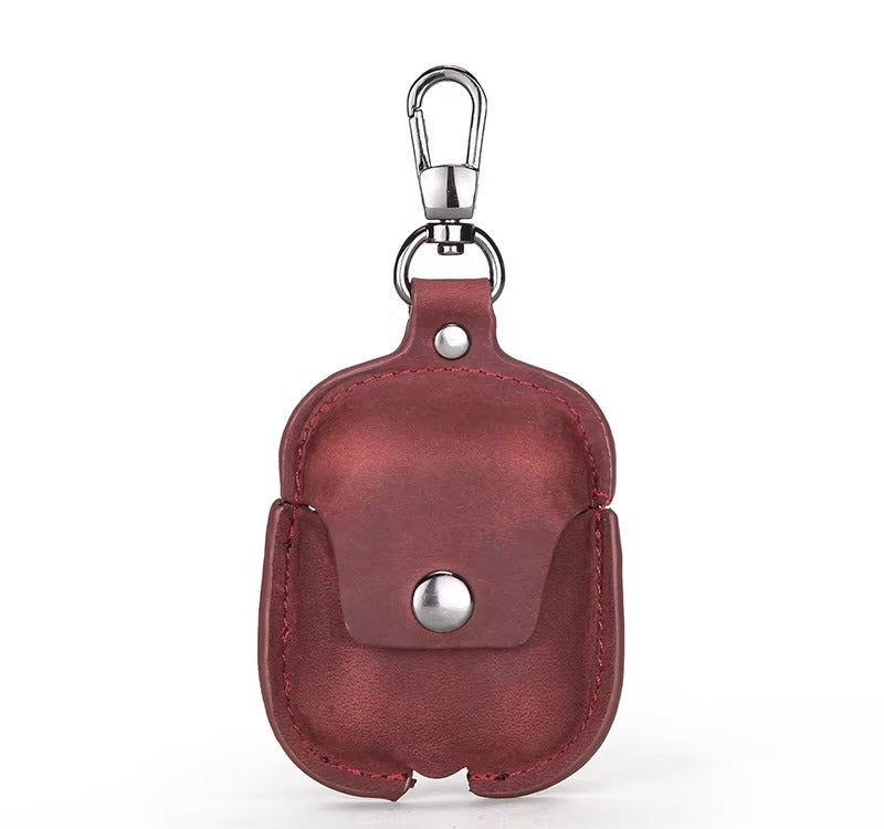 Luxury Genuine Leather Case for AirPods Pro, 2, 1 – Wireless Earphone Protective Cover, Elegant Funda with Keychain Hook, Shockproof and Stylish Design