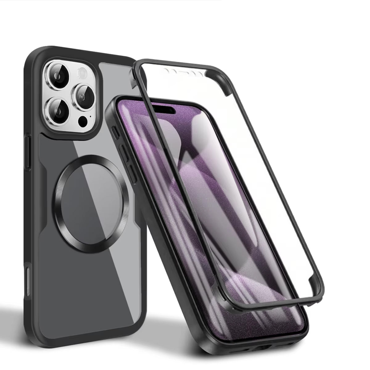 Luxury Apple iPhone Case MagSafe Compatible Ultra Thin Magnetic  All Around Protection Cover with Double Touch Clear Design