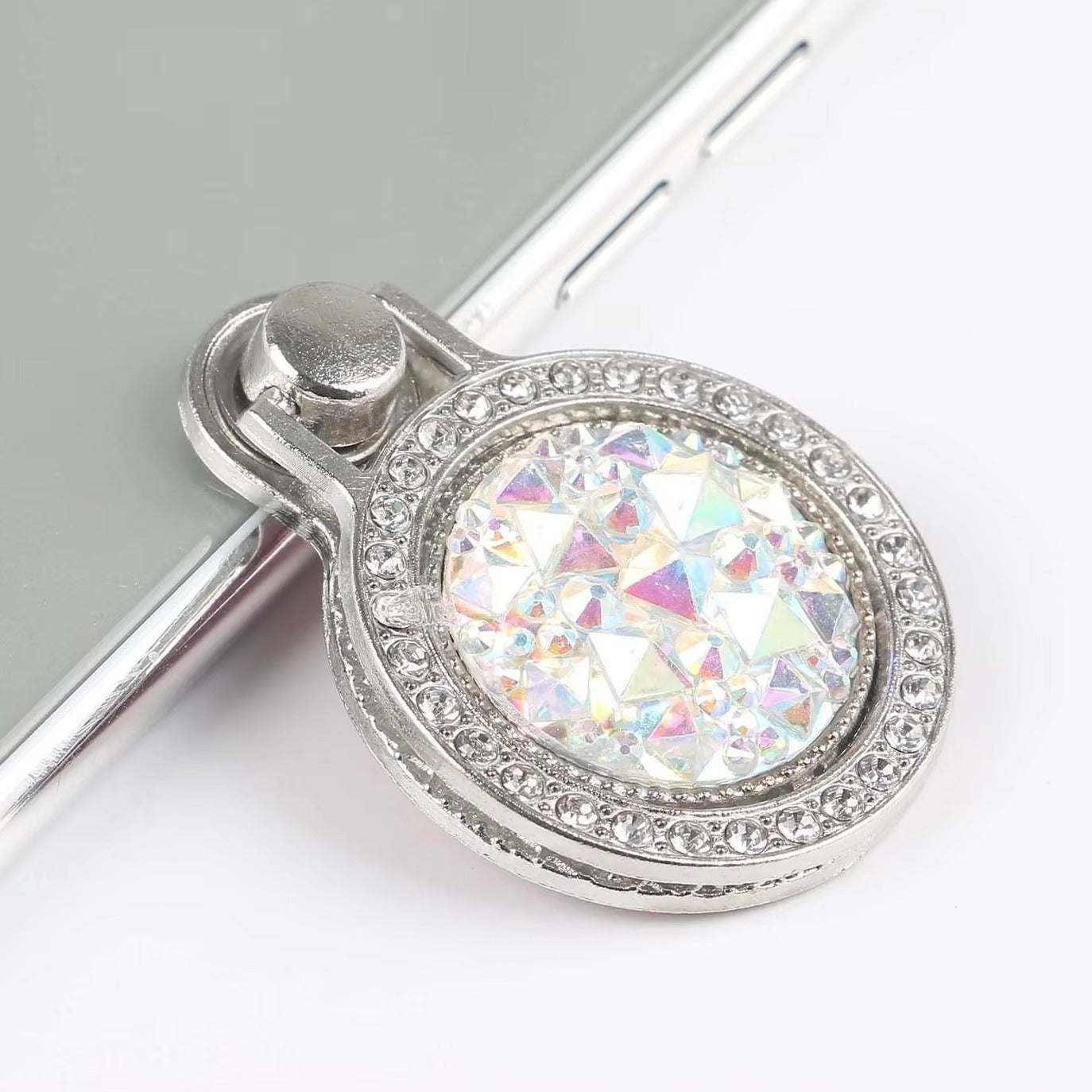 Luxury, Diamond Shiny Gems, Metal Phone Ring Holder – Rotatable, 360° Grip Stand Mount for Apple iPhone