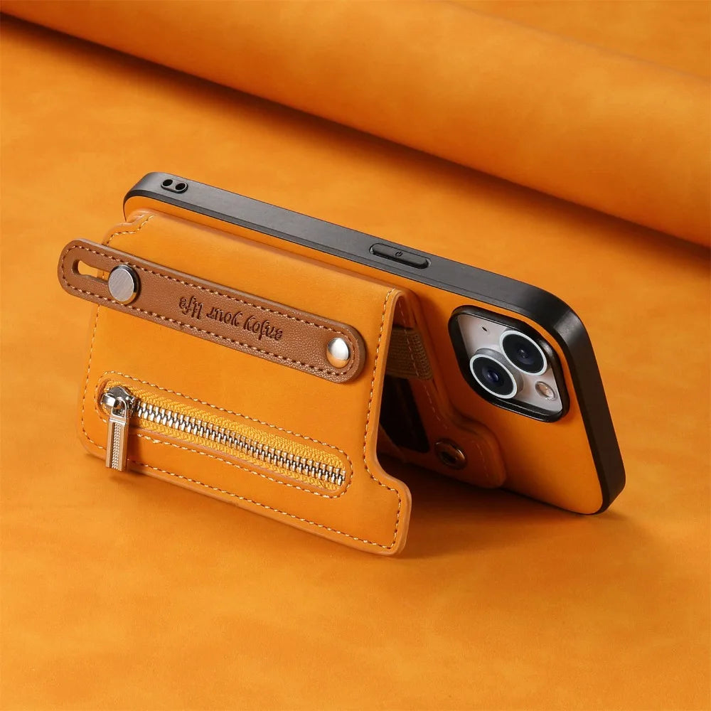 Luxury Detachable Zipper Wallet iPhone Case – Magnetic Flip Cover with Card Slots, and Protection for Ultimate Convenience