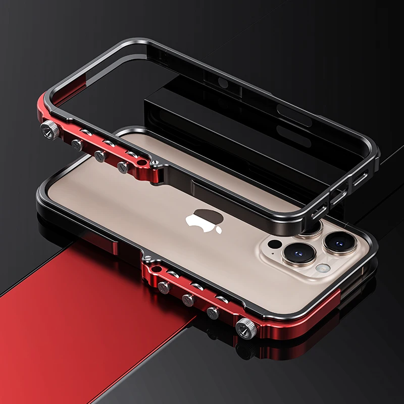 Luxury Aluminum Alloy Armor Frame iPhone Case – 360° Mechanical Metal Bumper for iPhone Models, Durable and Stylish Design