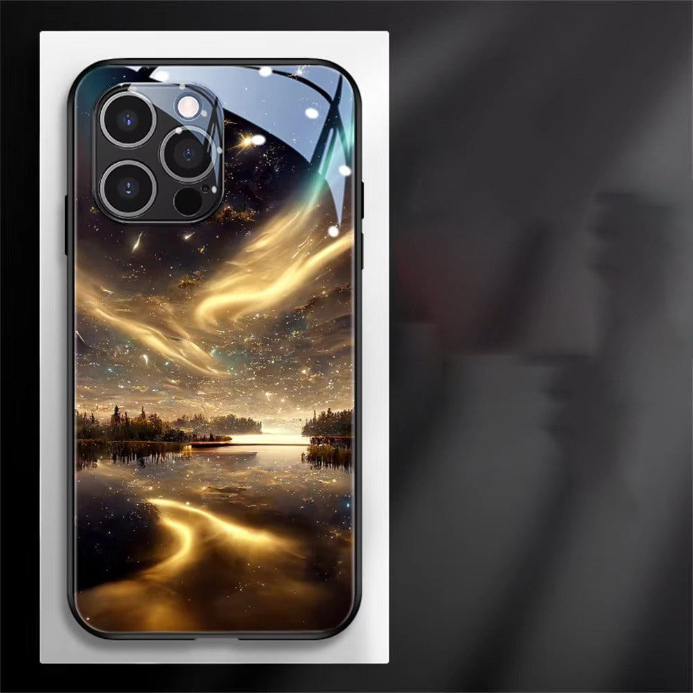 Premium Apple iPhone Case, MagSafe Compatible, Camera Lens and Screen Protection, Ultra Thin, Shockproof, Magnetic, Full All Around Protection, Galaxy LED Glass Cover