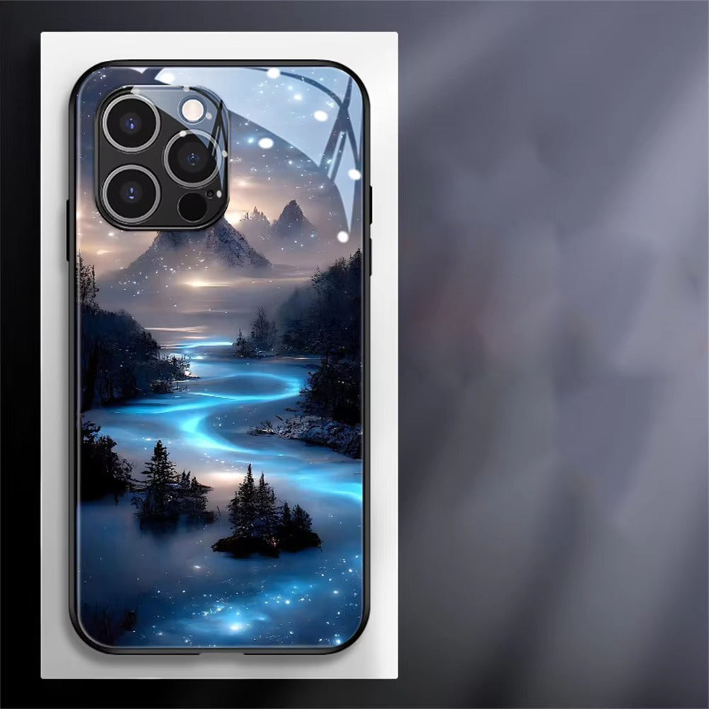 Premium Apple iPhone Case, MagSafe Compatible, Camera Lens and Screen Protection, Ultra Thin, Shockproof, Magnetic, Full All Around Protection, Galaxy LED Glass Cover