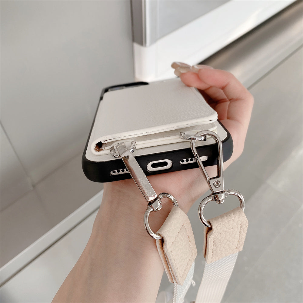 Luxury Crossbody Wallet iPhone Case – Card Pocket Holder, Lanyard Leather Cover, Stylish & Functional Design Case for iPhone