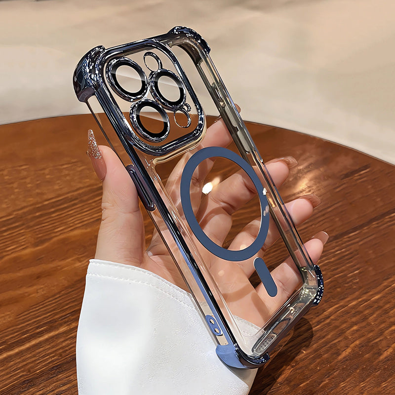 Plating Shockproof MagSafe iPhone Case - Airbag Protection, Magnetic Wireless Charging, Anti-Shock Durable Case for iPhone