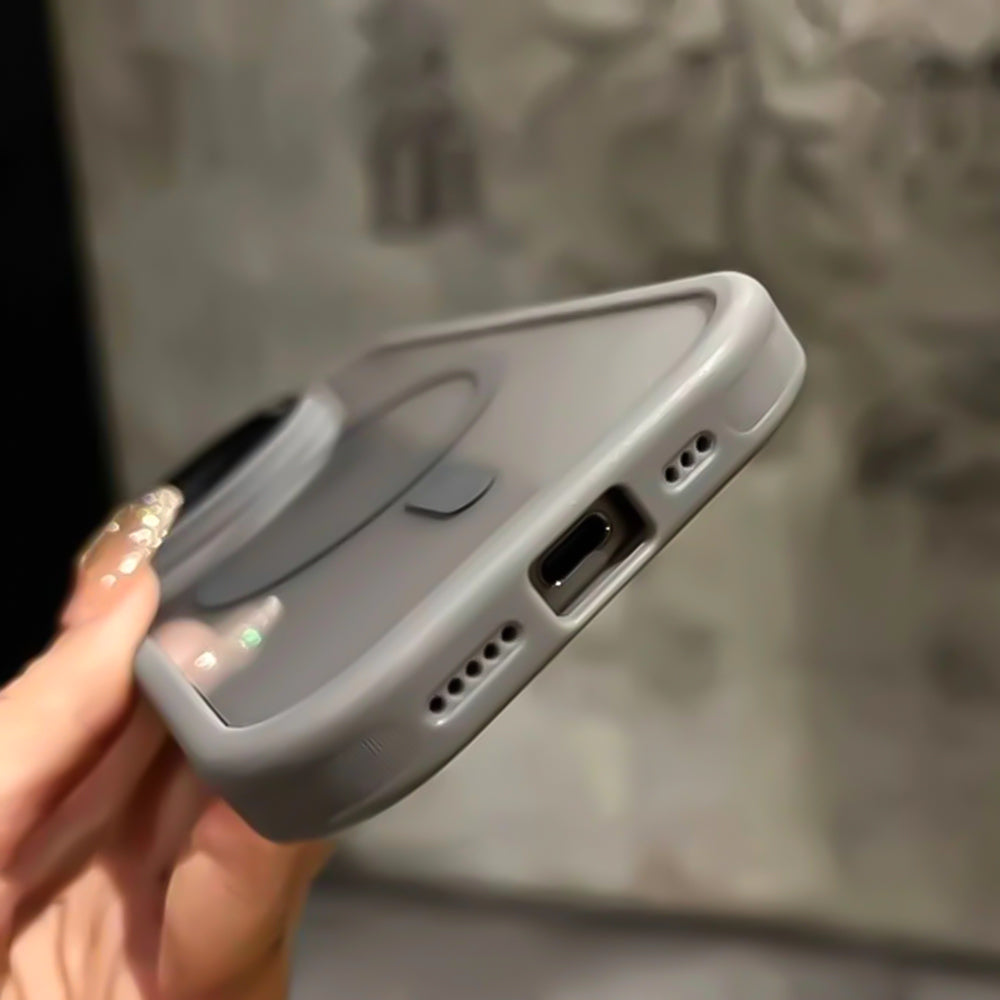 Luxury Glass Camera Stand iPhone Case - Transparent Magnetic Acrylic Cover, Wireless Charging Compatible, Case for iPhone