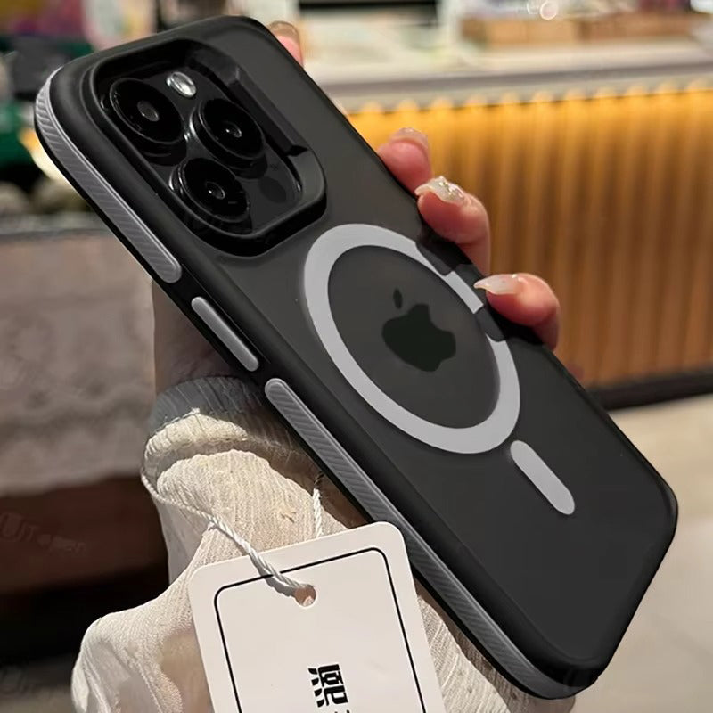 Premium Apple iPhone Case, MagSafe Compatible, Camera Lens & Screen Protection, Ultra Thin, Shockproof, Magnetic Full All Around Cover – Bicolor Matte Frosted Magnetic Case with Translucent Hard Bumper Design