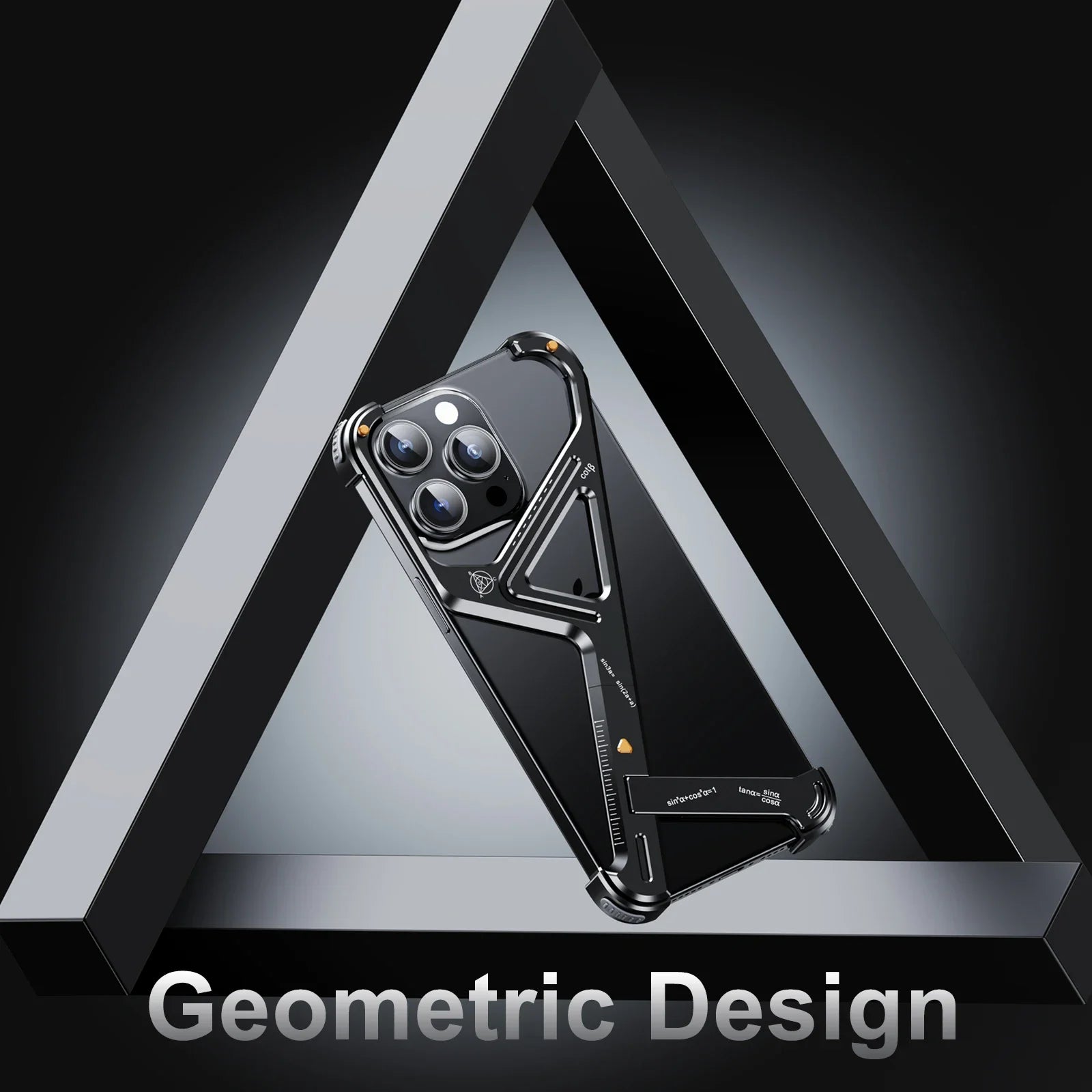 Luxury Geometric Metal iPhone Case – Aluminum Alloy Shockproof Cover with  Stand for iPhone Models Stylish and Durable Design