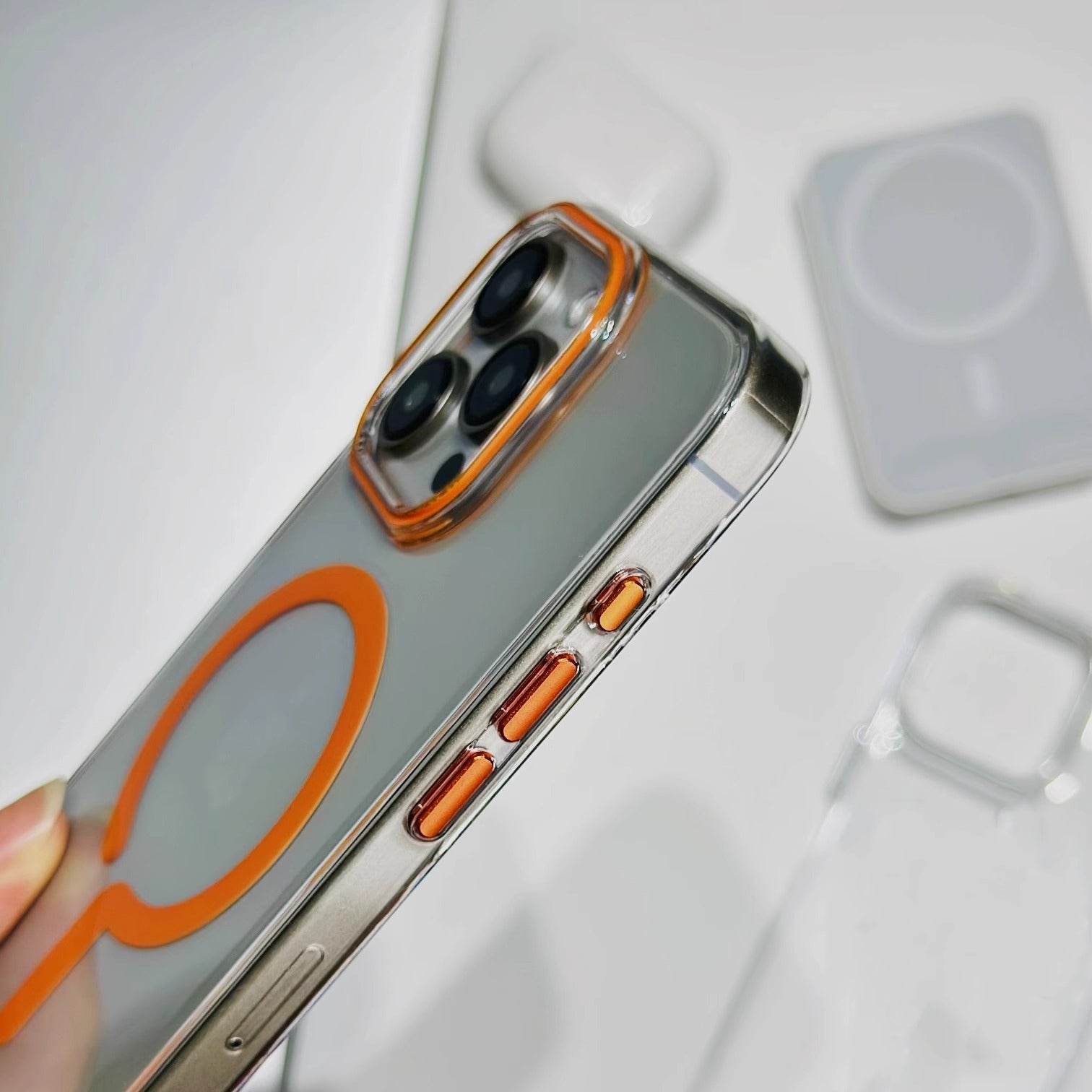 Luxury Titanium Gray Magnetic iPhone Case – Strong MagSafe Charging, Metal Buttons Sleek & Durable Protection Case for iPhone