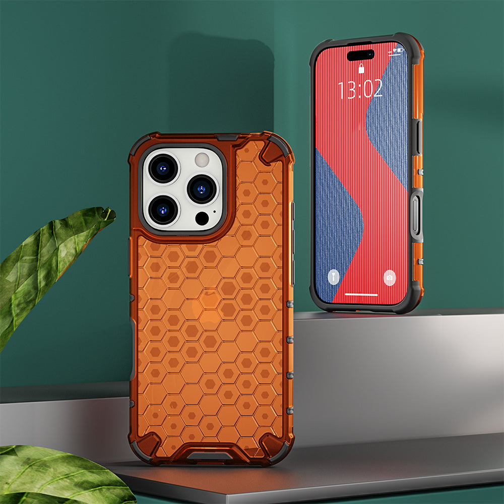 KEYSION Shockproof Armor iPhone Case – Soft Silicone + PC Transparent Honeycomb Back Cover for iPhone Models, 