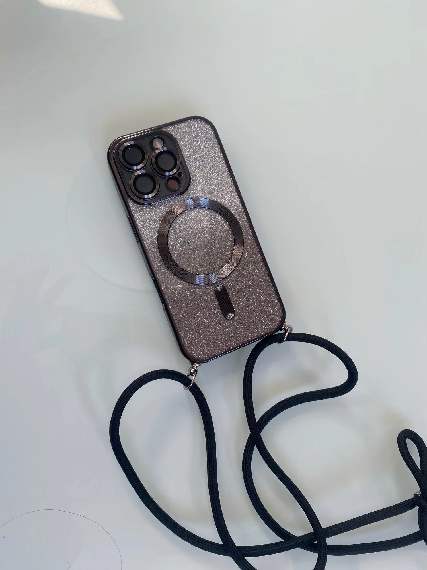 Premium Glitter Crossbody Apple iPhone Case, MagSafe Compatible, Ultra Thin Magnetic Shockproof Full Cover 