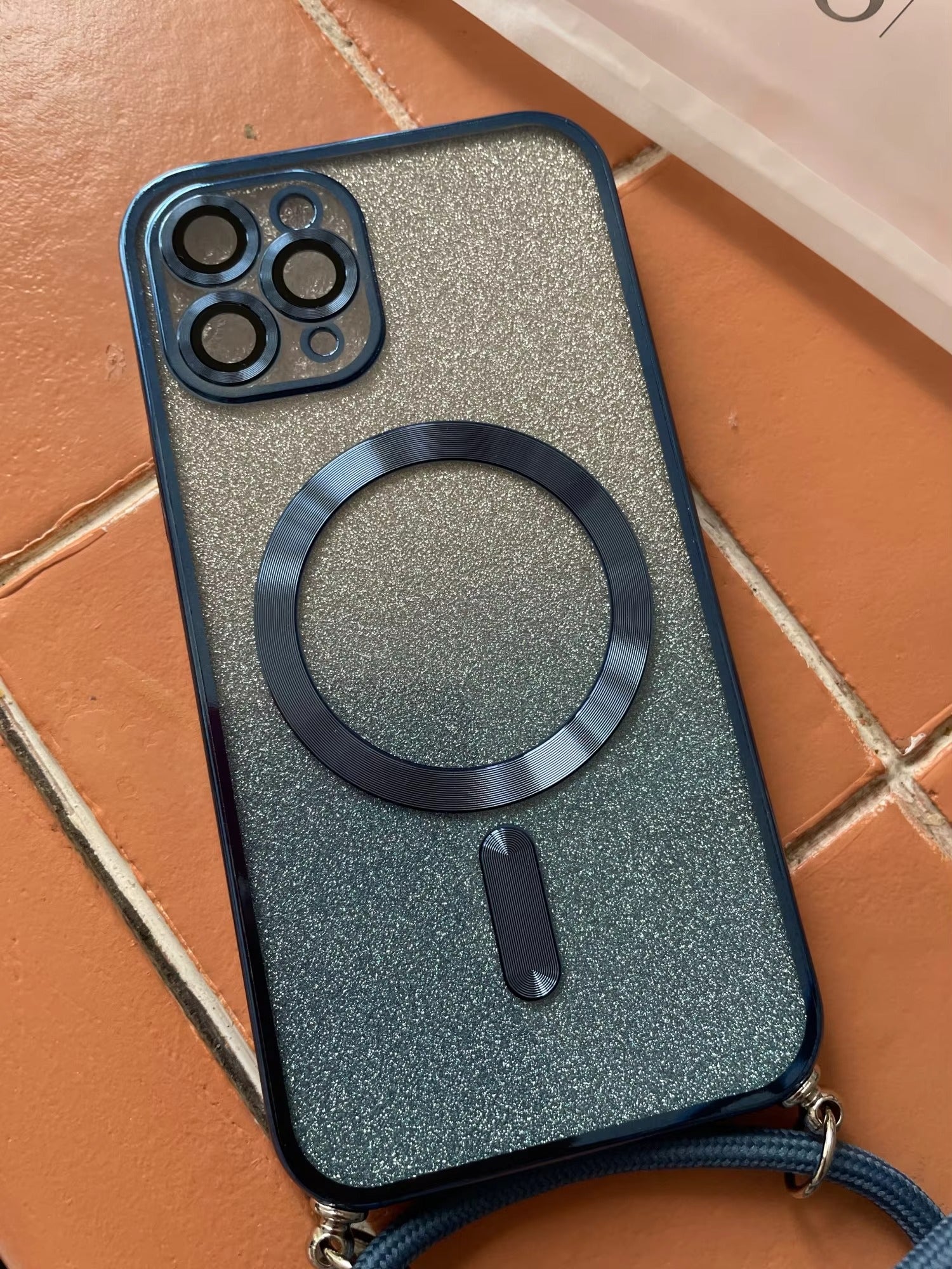 Premium Glitter Crossbody Apple iPhone Case, MagSafe Compatible, Ultra Thin Magnetic Shockproof Full Cover 