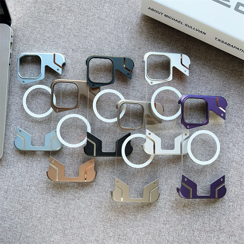 Aluminum Alloy Frameless  - Metal Bumper, Transparent PC Back, Magnetic Wireless Charging Compatible | Case for iPhone