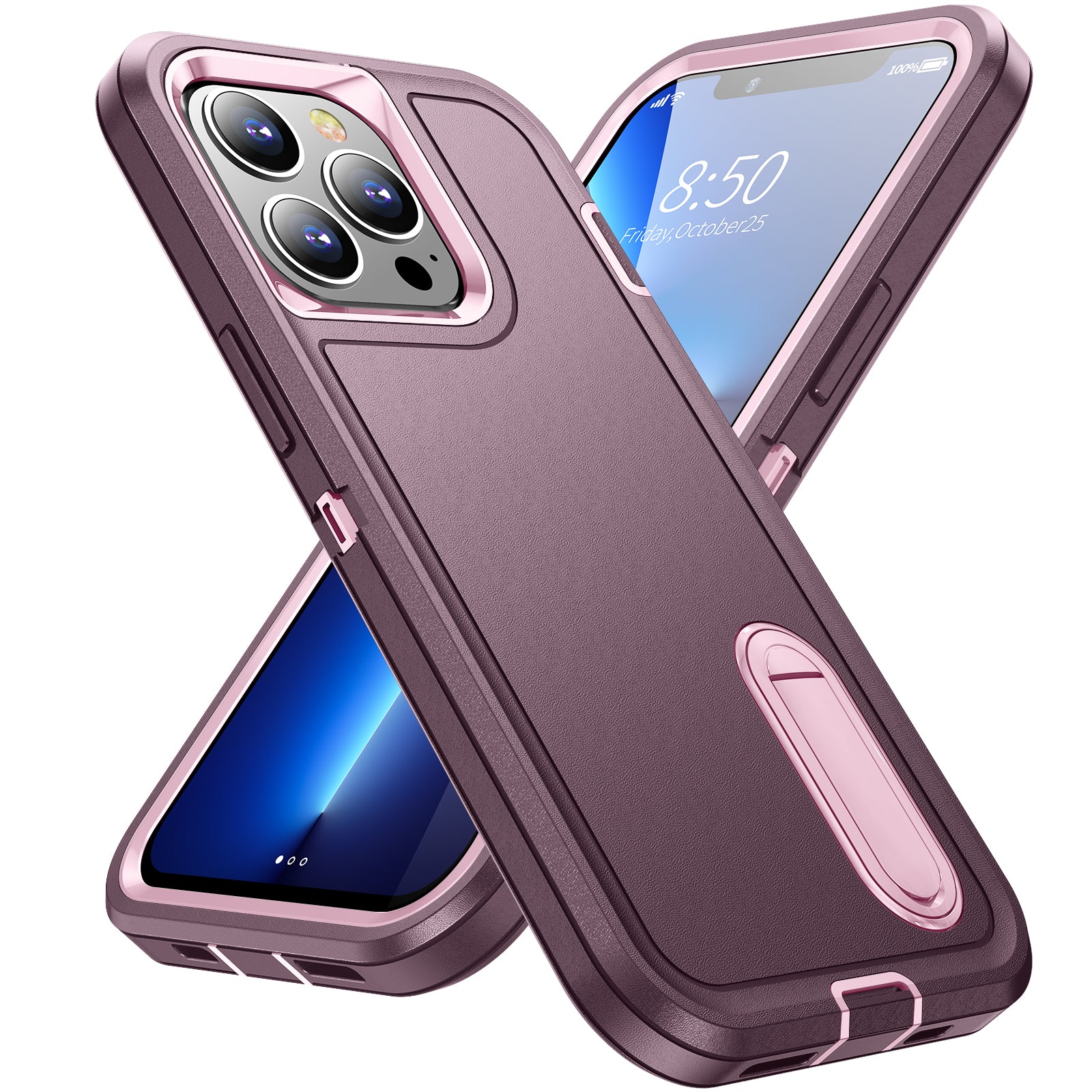 Hybrid Military-Grade Defender iPhone Case – Kickstand Full-Body Protection Cover for iPhone Models, Rugged and Shockproof 