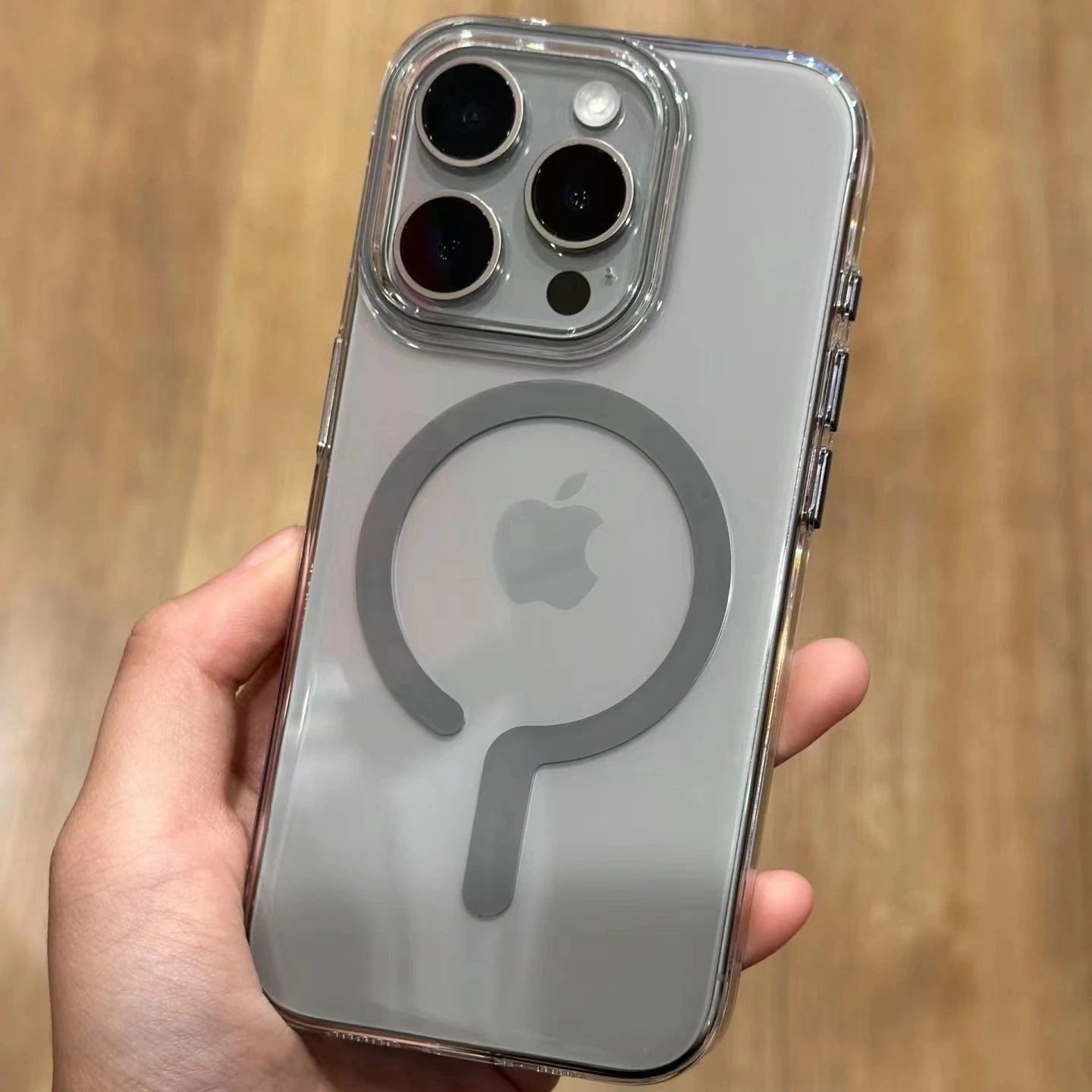 Luxury Titanium Gray Magnetic iPhone Case – Strong MagSafe Charging, Metal Buttons Sleek & Durable Protection Case for iPhone