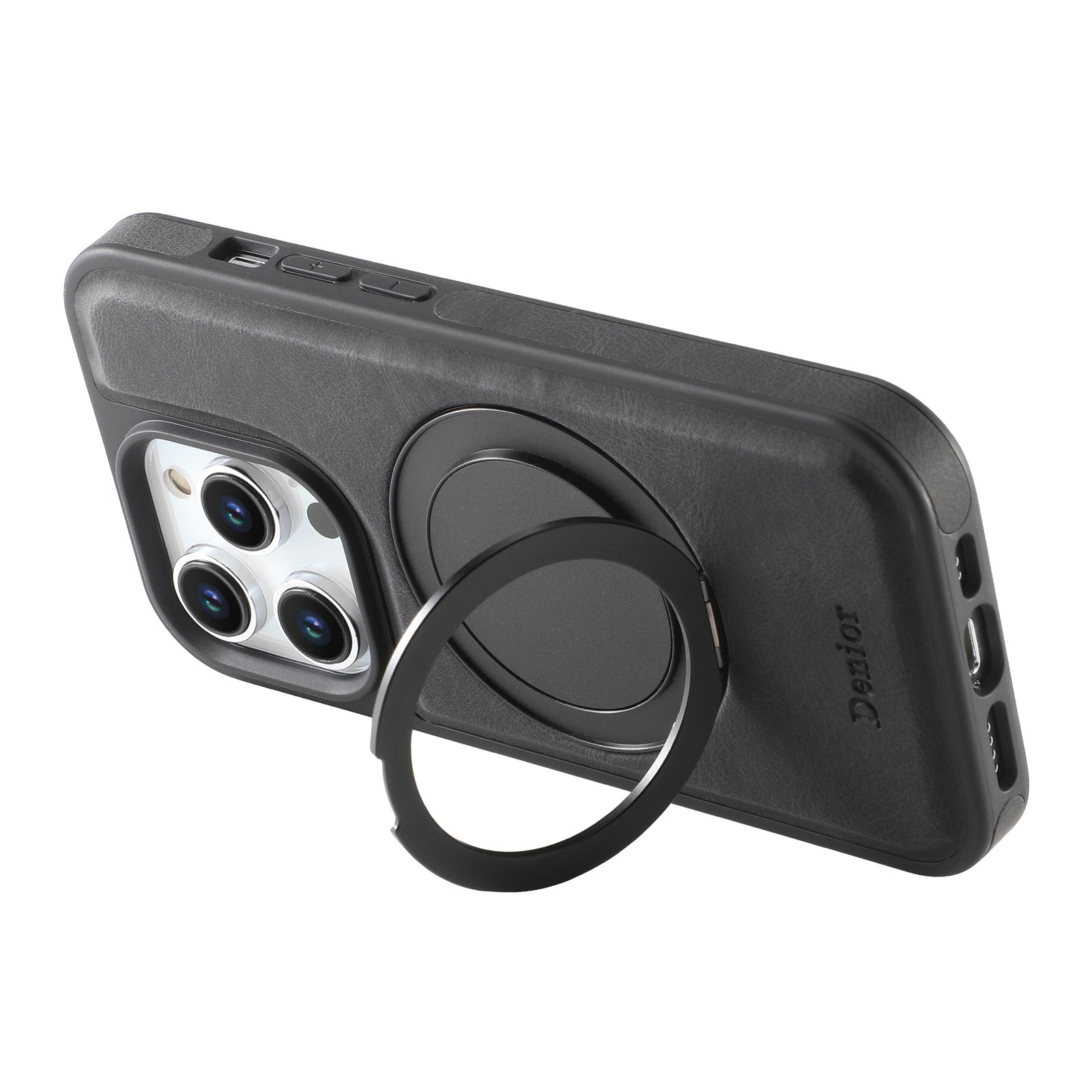 Luxury Magnetic Card Holder iPhone Case – 360° Rotating Stand, Multifunctional Leather Wallet, Shockproof Protection, MagSafe Compatible Cover for iPhone Models