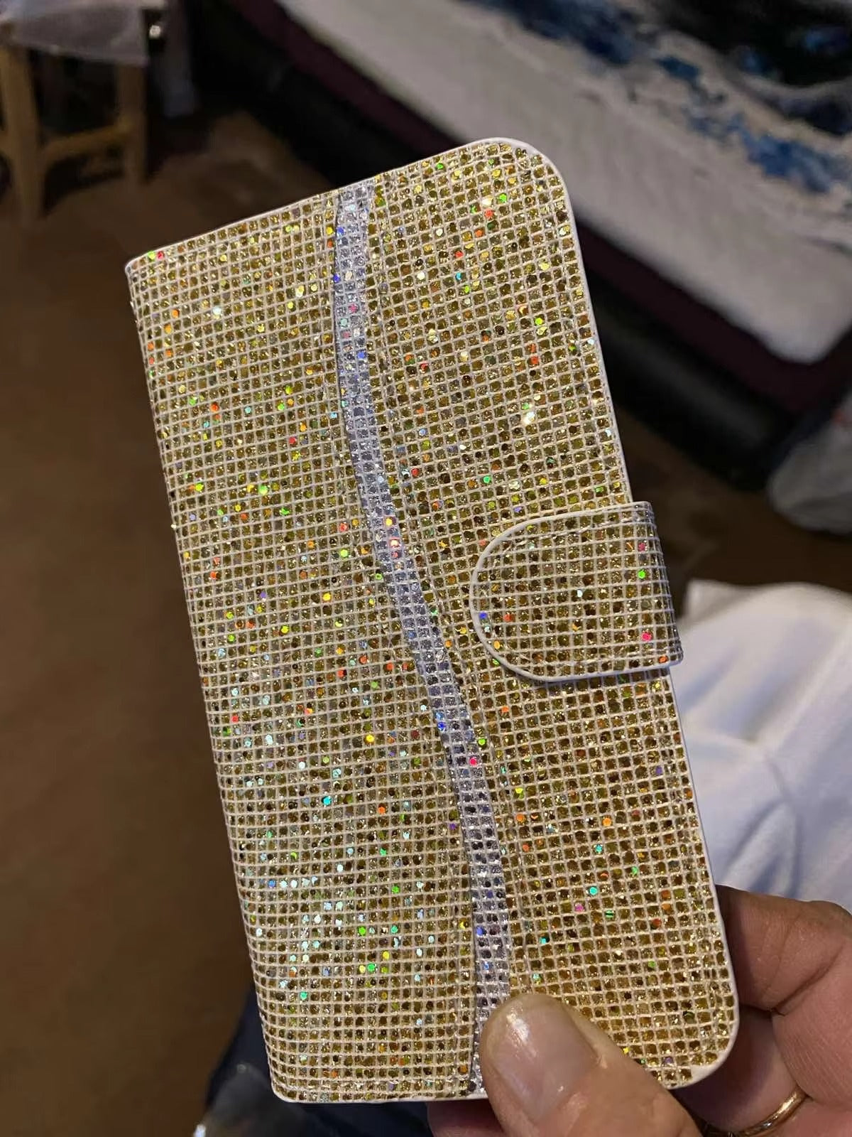 Luxury Apple iPhone Case, MagSafe Compatible, Camera Lens and Screen Protection, Ultra Thin, Shockproof, Magnetic, Full All Around Protection, Glitter Wallet Strap Cover