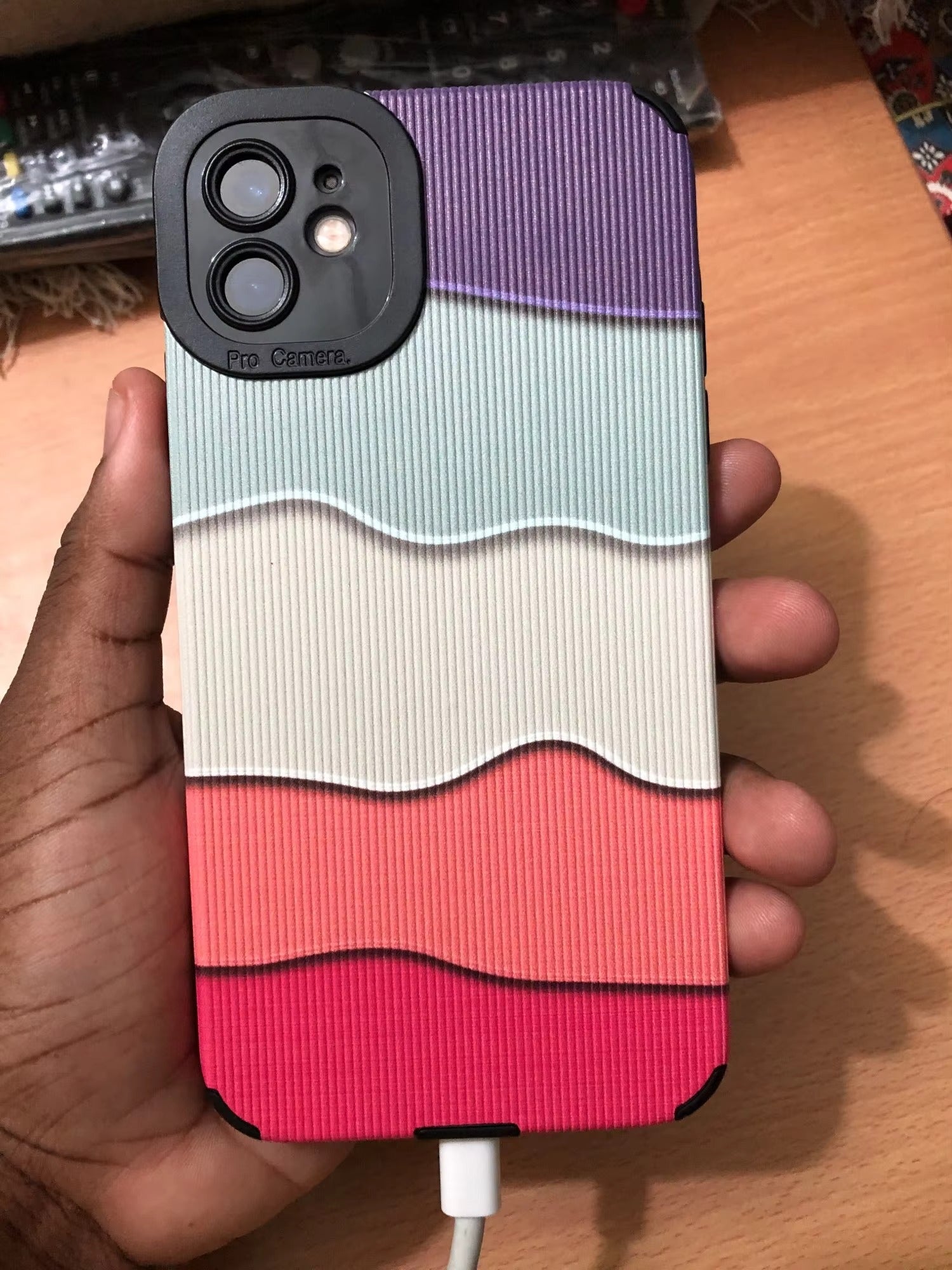 High Quality Apple iPhone Case, MagSafe Compatible, Camera Lens & Screen Protection, Ultra Thin, Shockproof, Magnetic Full All Around Cover – Gradient Wave Silicone Case with Leather Texture & Shockproof Design