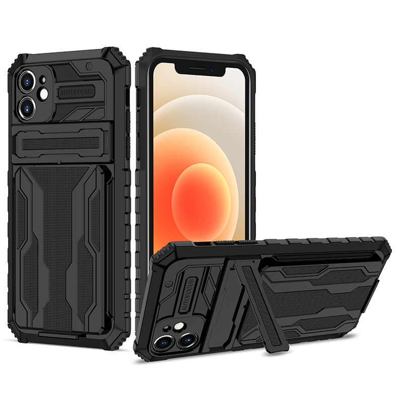 Shockproof Card Holder iPhone Case – Kickstand, Camera Protection, Durable Cover for iPhone Models