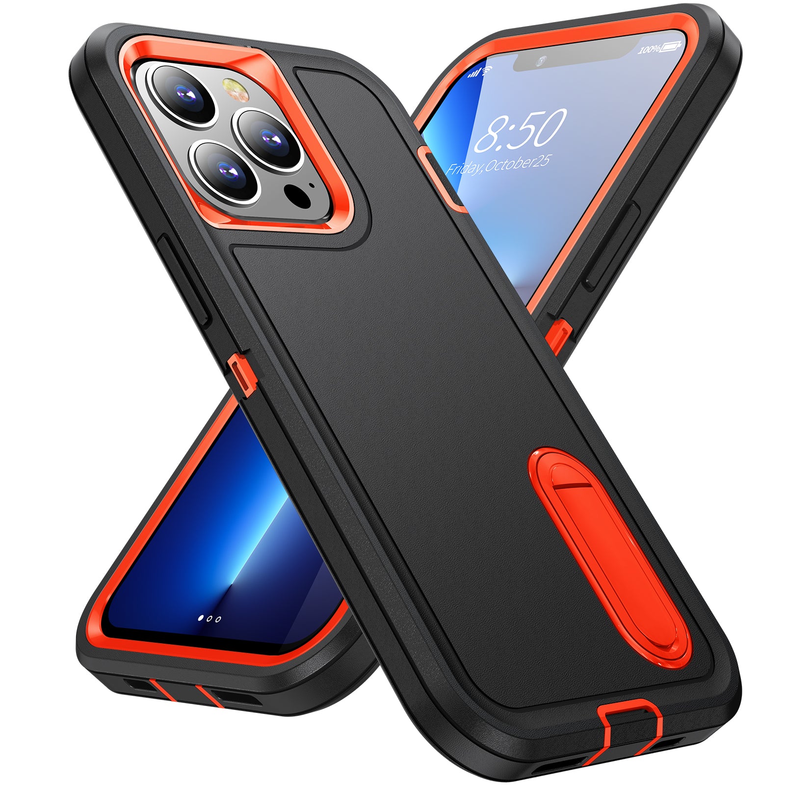 Hybrid Military-Grade Defender iPhone Case – Kickstand Full-Body Protection Cover for iPhone Models, Rugged and Shockproof 