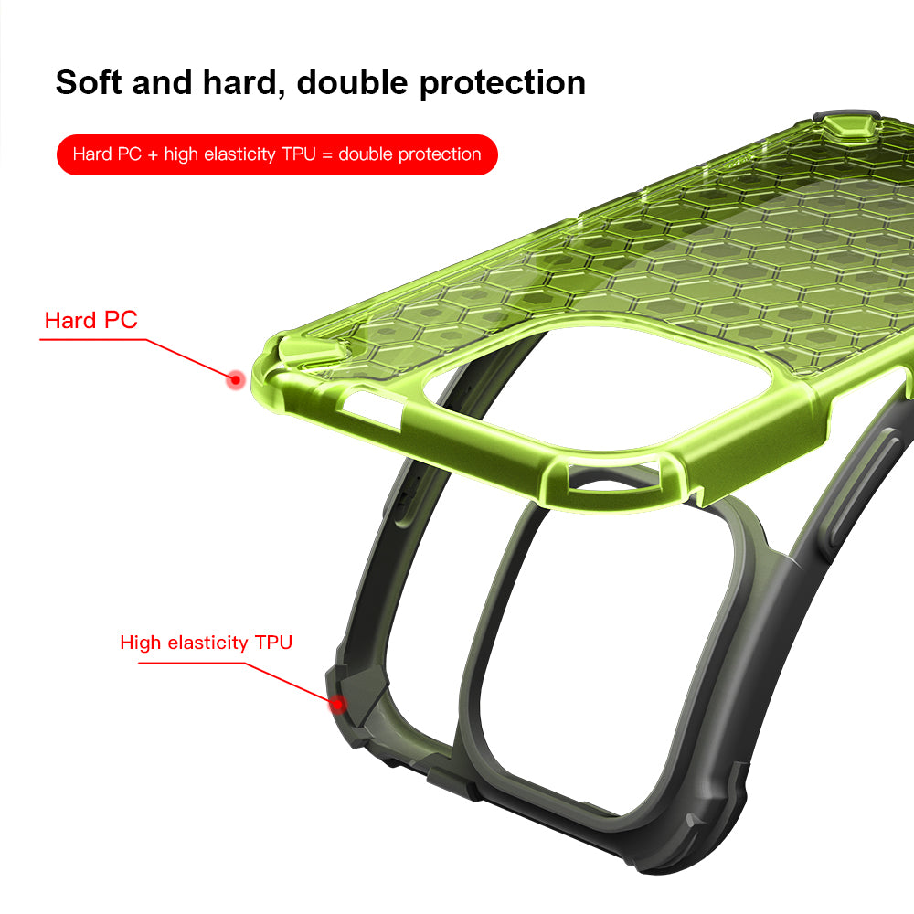 KEYSION Shockproof Armor iPhone Case – Soft Silicone + PC Transparent Honeycomb Back Cover for iPhone Models, 