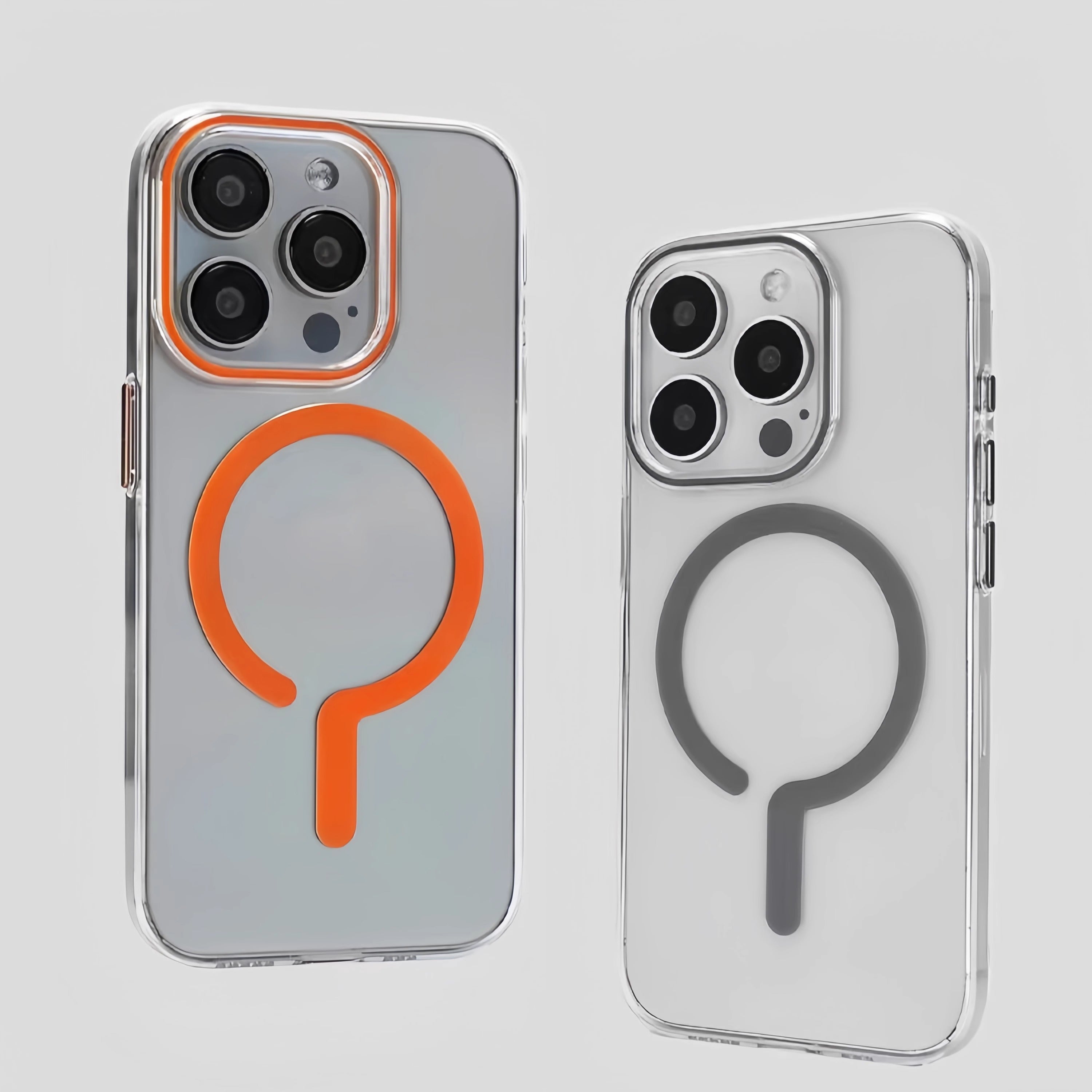 Luxury Titanium Gray Magnetic iPhone Case – Strong MagSafe Charging, Metal Buttons Sleek & Durable Protection Case for iPhone