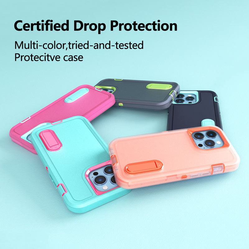 Hybrid Military-Grade Defender iPhone Case – Kickstand Full-Body Protection Cover for iPhone Models, Rugged and Shockproof 